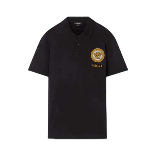 Versace Logo Embroidered Short-Sleeved Polo Shirt