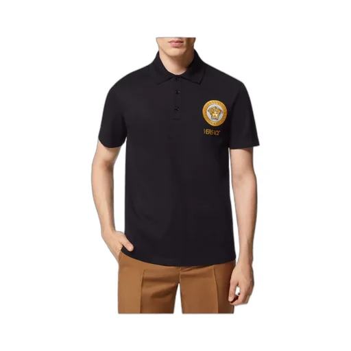 Versace Logo Embroidered Short-Sleeved Polo Shirt