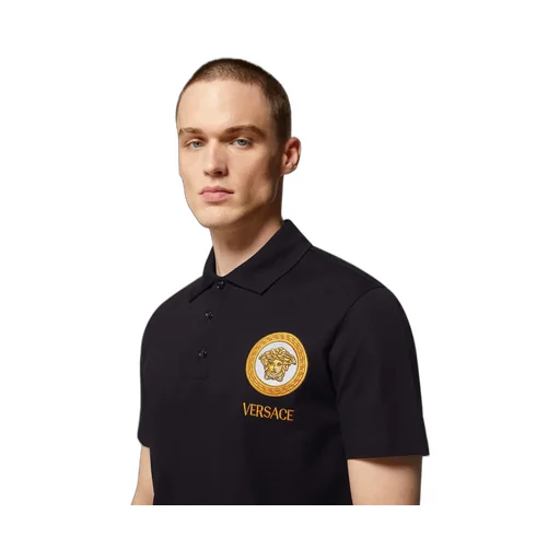Versace Logo Embroidered Short-Sleeved Polo Shirt