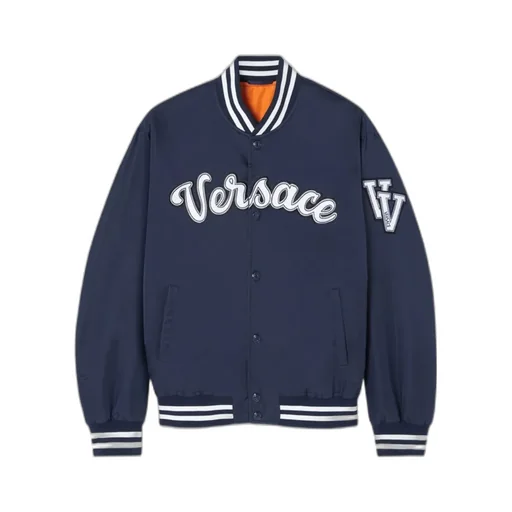 Versace Logo Embroidered Button-Up Jacket