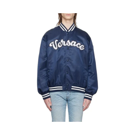 Versace Logo Embroidered Button-Up Jacket