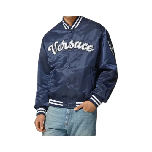 Versace Logo Embroidered Button-Up Jacket