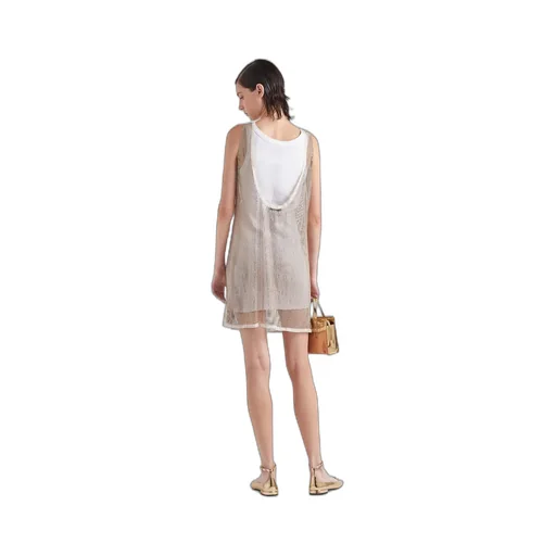 Prada Logo Plaque Embellished Sleeveless Dress