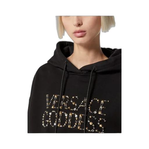 Gem-Embellishment Logo Hoodie