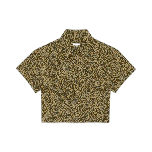 Saint Laurent Leopard Printed Cropped Shirt