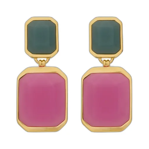 Saint Laurent Octagon Logo Engraved Earrings