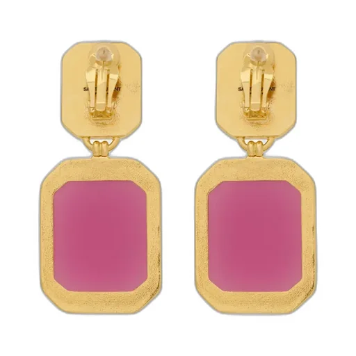 Saint Laurent Octagon Logo Engraved Earrings