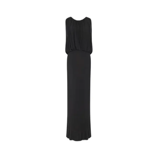 Saint Laurent Pleated Sleeveless Maxi Dress