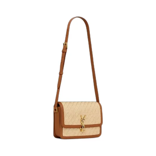 Solferino Medium Satchel In Raffia And Vegetable-Tanned Leather