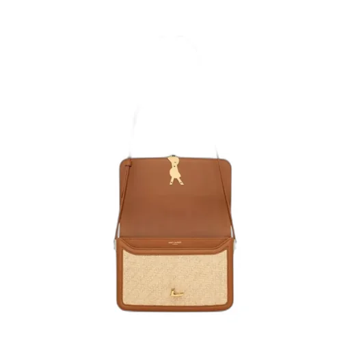 Solferino Medium Satchel In Raffia And Vegetable-Tanned Leather