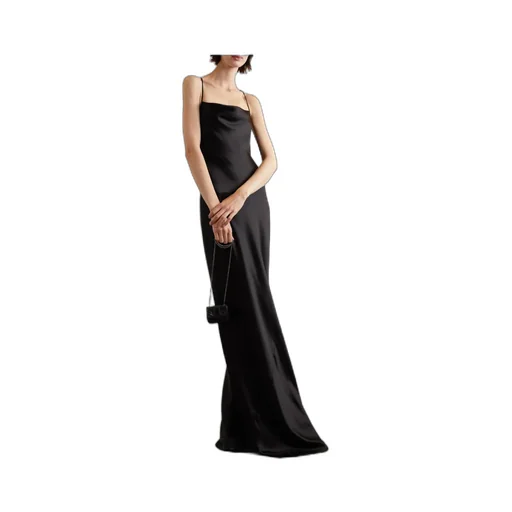 Saint Laurent Spaghetti Strap Open Back Maxi Dress