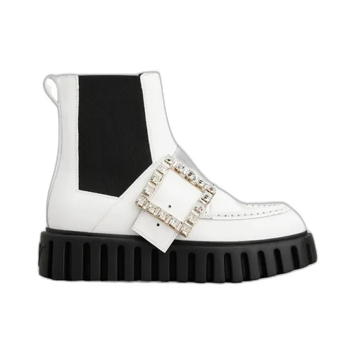 Viv' Go-Thick Strass Buckle Chealsea Ankle Boots In Patent Leather