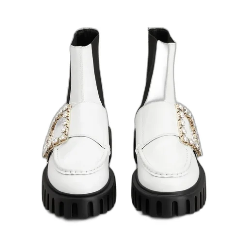 Viv' Go-Thick Strass Buckle Chealsea Ankle Boots In Patent Leather