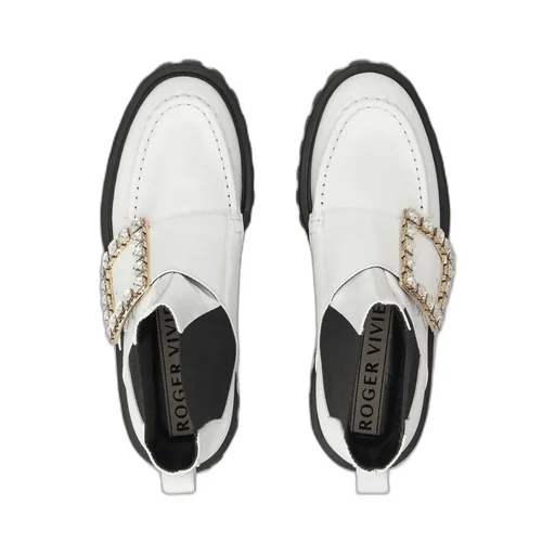 Viv' Go-Thick Strass Buckle Chealsea Ankle Boots In Patent Leather