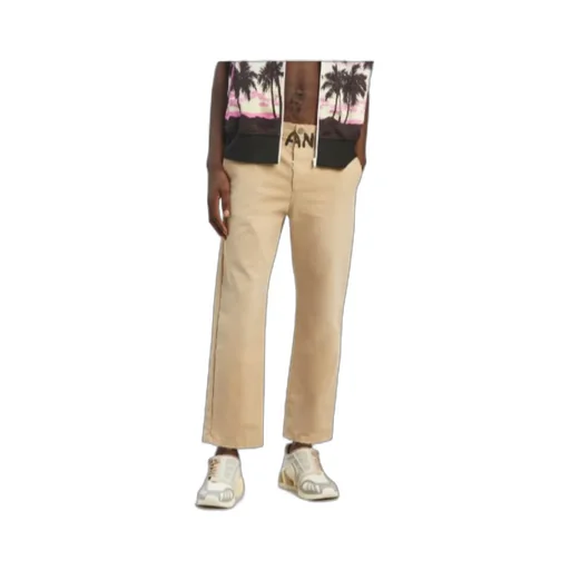 Palm Angels Logo Printed Straight Leg Pants