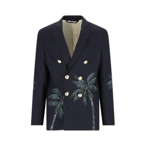 Palm Angels Palm Tree Printed Double Breasted Jacket
