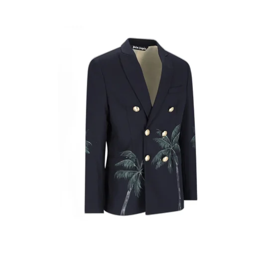 Palm Angels Palm Tree Printed Double Breasted Jacket
