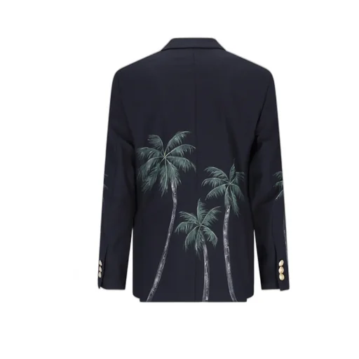 Palm Angels Palm Tree Printed Double Breasted Jacket
