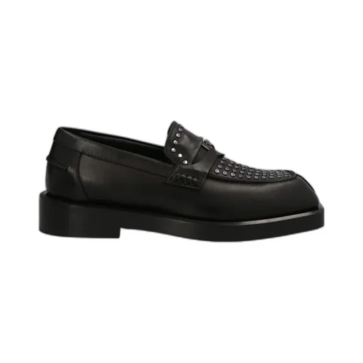 Versace Medusa Plaque Square-Toe Studded Loafers