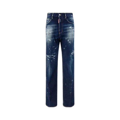 Dsquared2 Logo Patch Straight-Leg Distressed Jeans