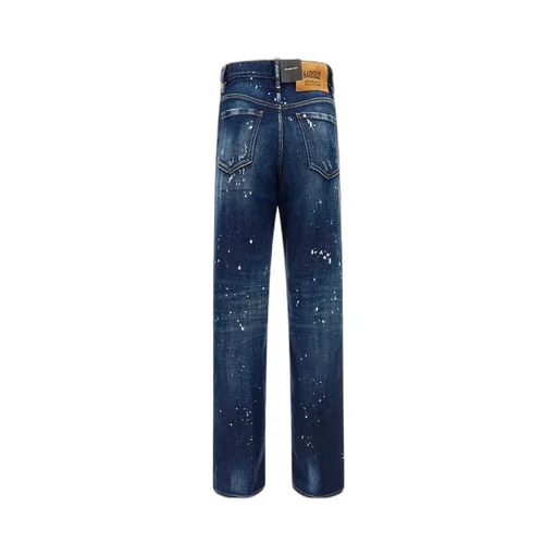 Dsquared2 Logo Patch Straight-Leg Distressed Jeans