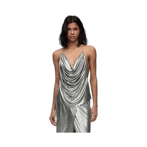 Draped Top In Laminated Jersey