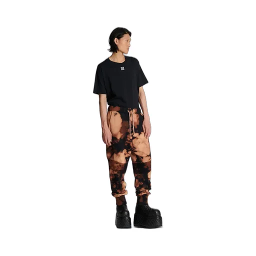 Cotton Jogging Bottoms With Burnt Print