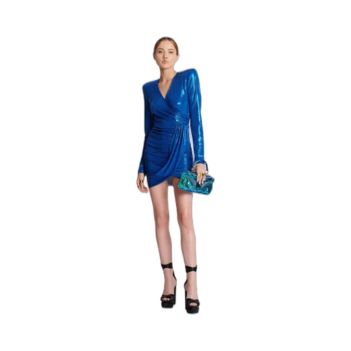 Draped Jersey Lamé Dress