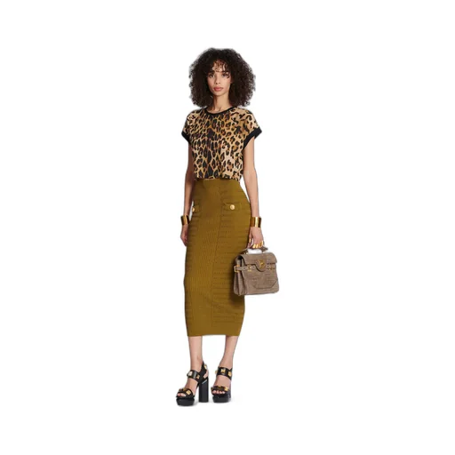 Balmain Leopard-Printed Crewneck Cropped T-Shirt