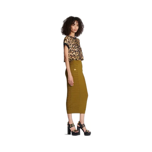 Balmain Leopard-Printed Crewneck Cropped T-Shirt