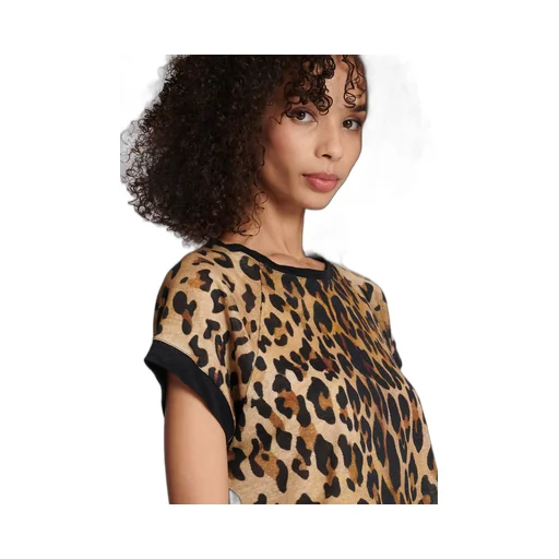Balmain Leopard-Printed Crewneck Cropped T-Shirt