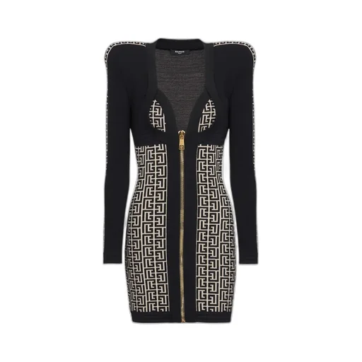 Balmain Monogrammed Bodycon Knitted Dress