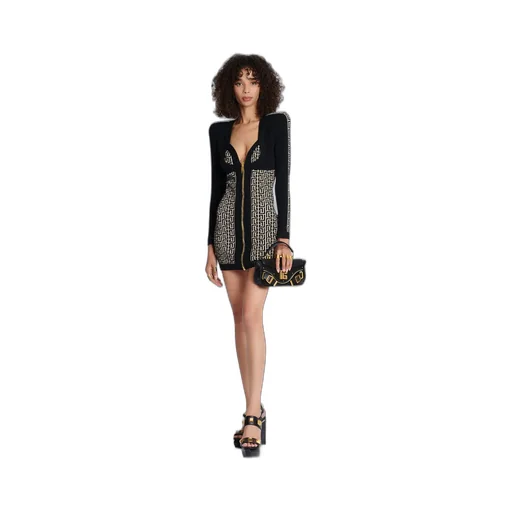 Balmain Monogrammed Bodycon Knitted Dress