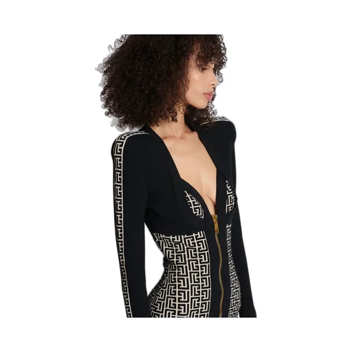 Balmain Monogrammed Bodycon Knitted Dress