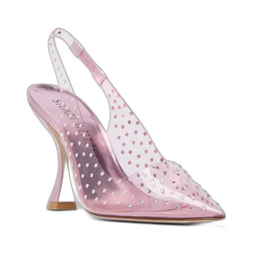 Crystal-Embellished Transparent Pumps