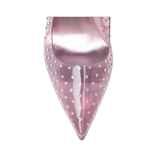 Crystal-Embellished Transparent Pumps