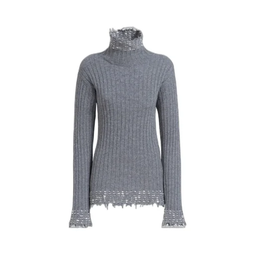 Marni Raw-Cut Edge High Neck Long Sleeved Sweater