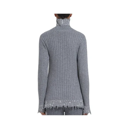 Marni Raw-Cut Edge High Neck Long Sleeved Sweater