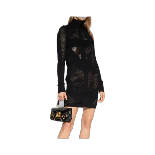Balmain Back Zipped Turtleneck Mini Dress