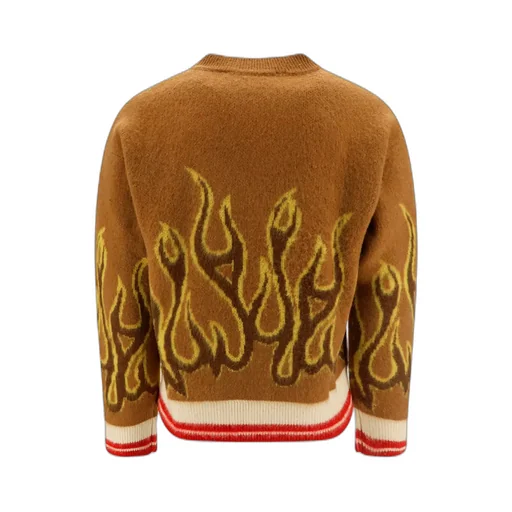 Flame Pattern Knitted Wool Sweater