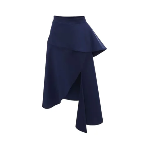Peplum-Waist Asymmetric Skirt
