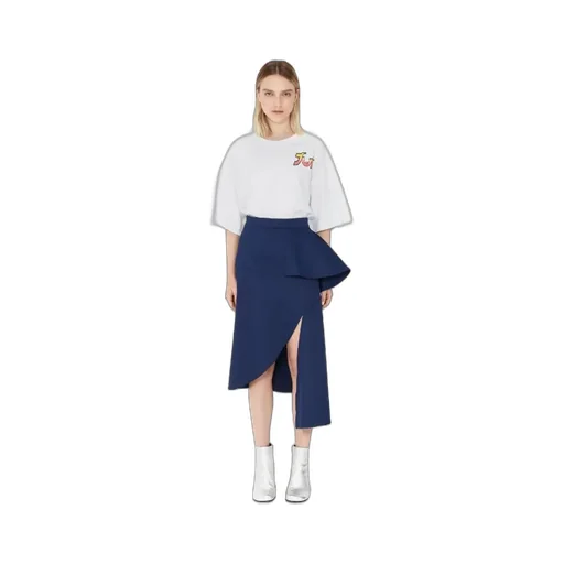 Peplum-Waist Asymmetric Skirt