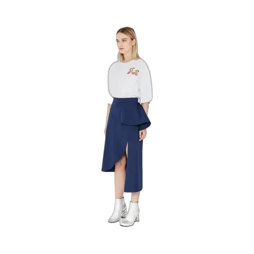 Peplum-Waist Asymmetric Skirt