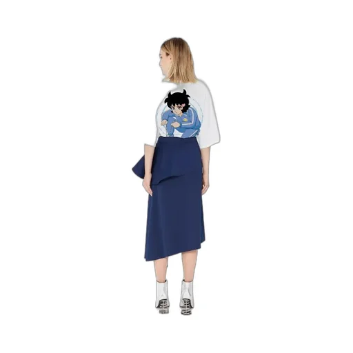 Peplum-Waist Asymmetric Skirt