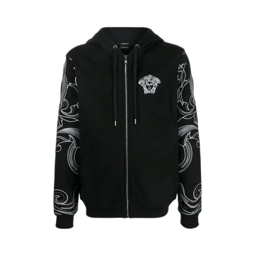 Barocco Logo Embroidered Hooded Casual Jacket