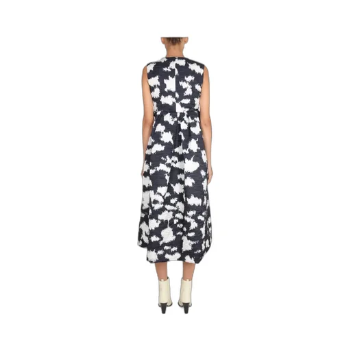 Logo Deep V-Neck Dress