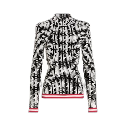 Monogram-Print Roll-Neck Jumper