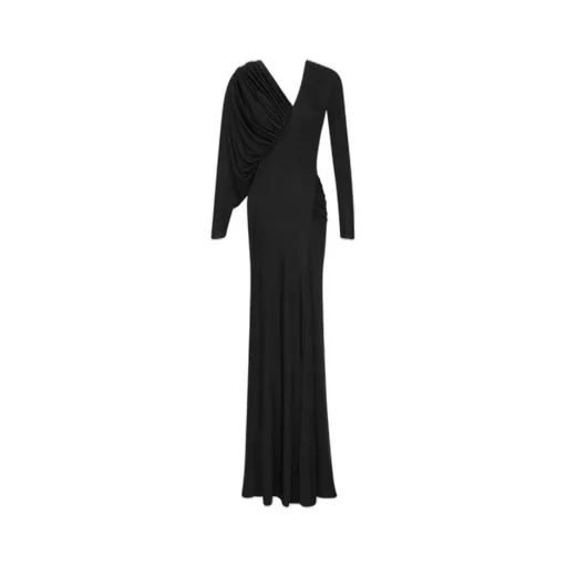 Saint Laurent Long-Sleeved V-Neck Dress
