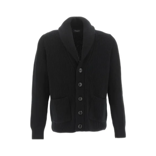 Shawl-Lapel Ribbed-Knit Cardigan