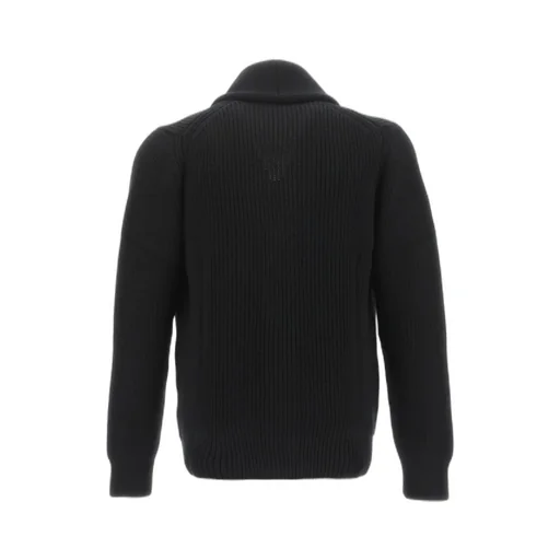Shawl-Lapel Ribbed-Knit Cardigan